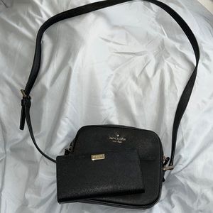 Mini black Kate Spade purse with matching wallet